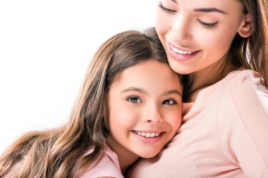 Gülümseyen anne ve kız 
