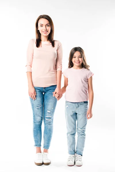 Matka a dcera se drží za ruce — Stock fotografie