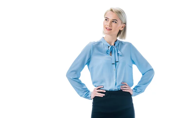 Beautiful Stylish Businesswoman Posing Formal Wear Isolated White — Stock Photo, Image