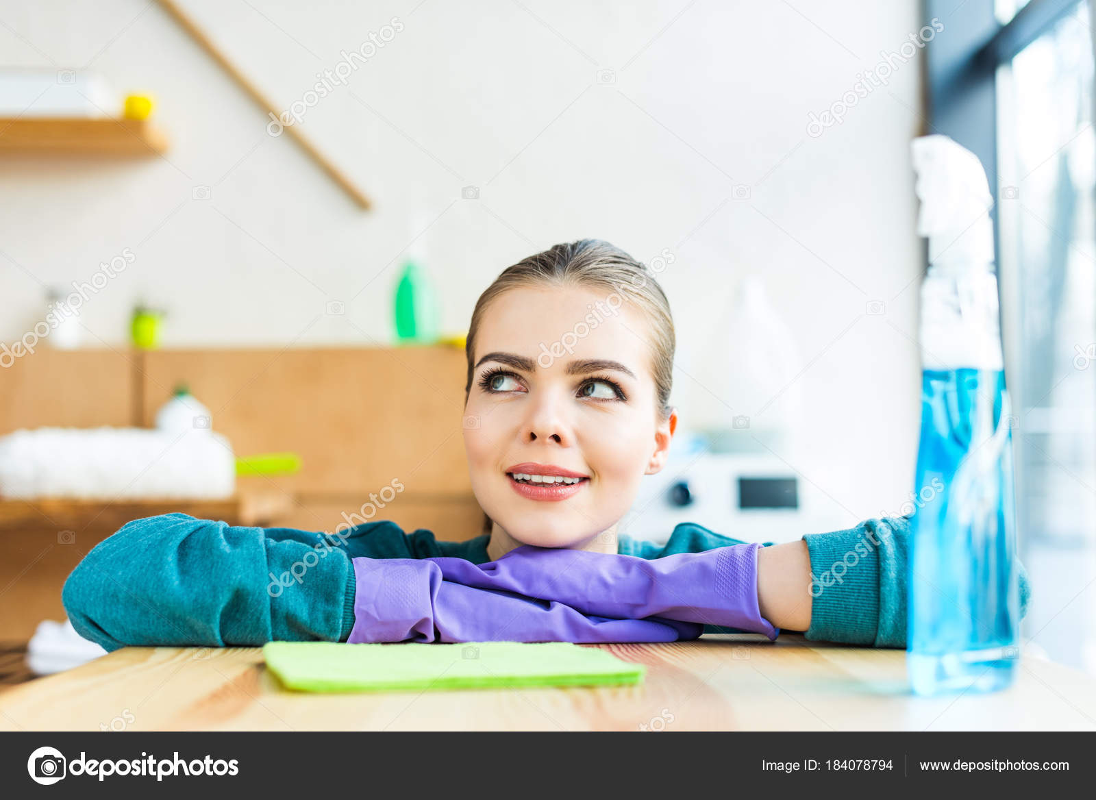 woman rubber gloves