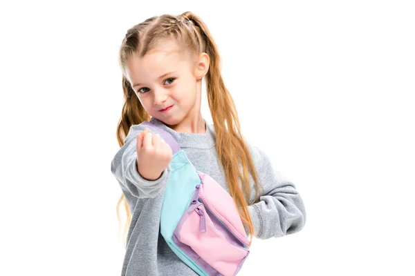 Stylish Child Showing Fist Isolated White — Stock Photo, Image