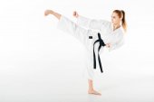 női karate harcos képzés kick elszigetelt fehér