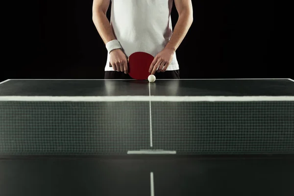 Μερική Άποψη Του Παίκτης Του Τένις Ρακέτα Στέκεται Στο Πινγκ — Δωρεάν Φωτογραφία