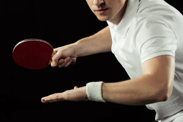 Teilansicht Des Tennisspielers Mit Tennisschläger Der Hand — kostenloses Stockfoto