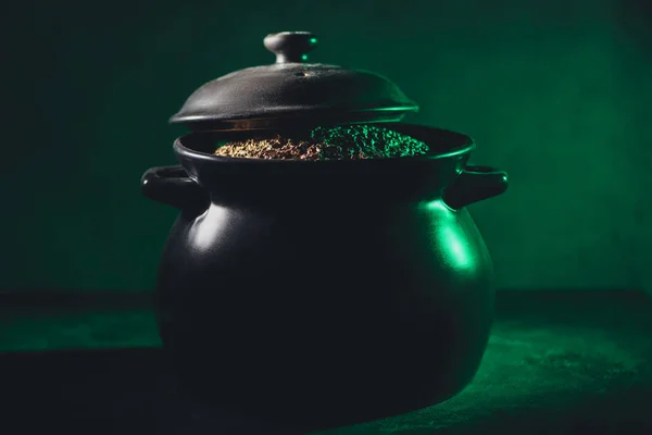 Close View Pot Full Gold Patricks Day Concept — Stock Photo, Image