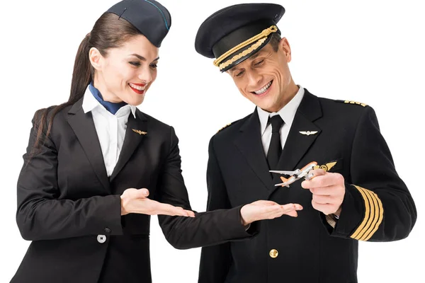 Stewardess és pilóta — Stock Fotó