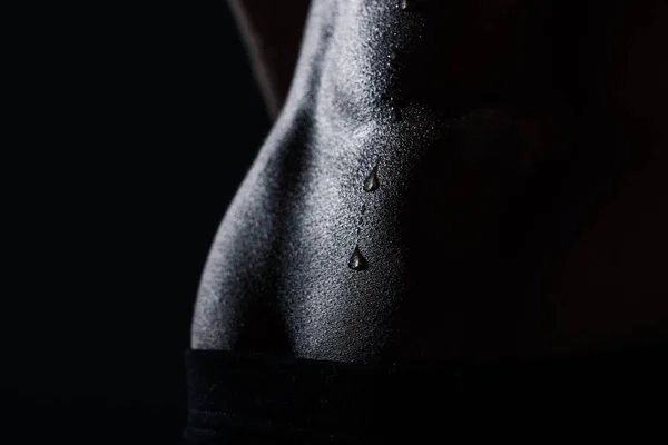 运动员 黑白相间的腹肌的特写图 — 图库照片