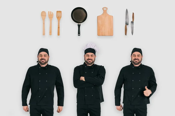 Koken Met Duim Omhoog Gebaar Chef Kok Met Gekruiste Armen — Stockfoto