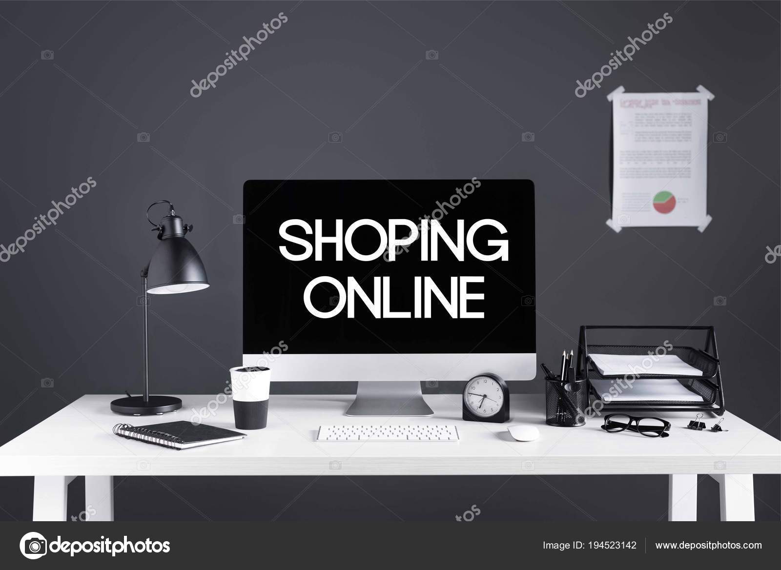Desktop Computer Shopping Online Inscription Screen Business Chart