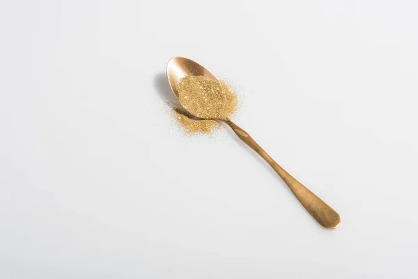Golden Spoon Bright Sand White — Stock Photo, Image