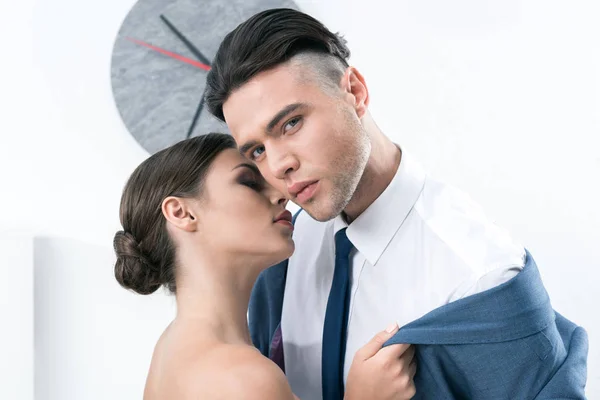 Sensual business colleagues in foreplay at office — Stock Photo