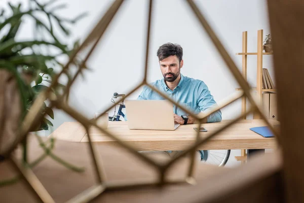 Uomo d'affari che lavora con il computer portatile in ufficio — Foto stock