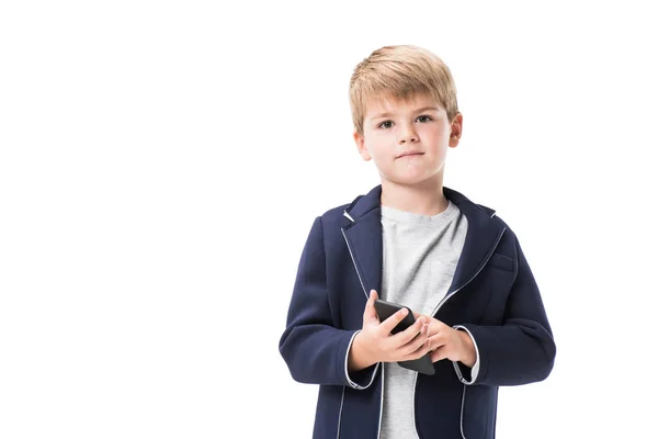 Niño usando smartphone - foto de stock