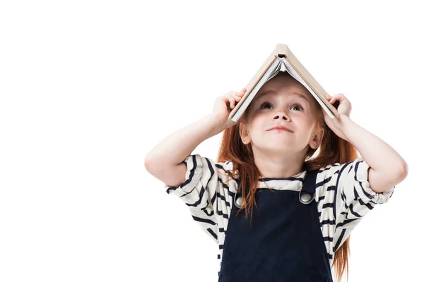 Écolière tenant livre — Photo de stock