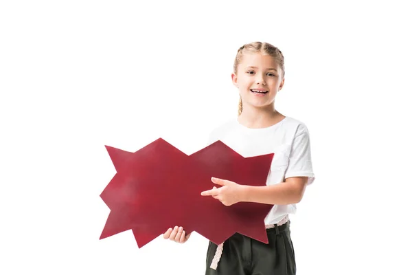 Fille gaie avec bulle de discours — Photo de stock