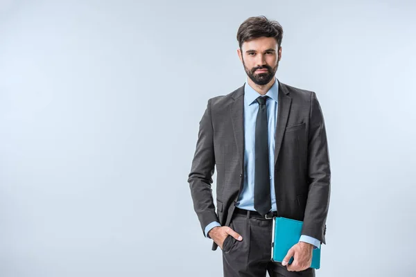 Businessman holding tablet — Stock Photo