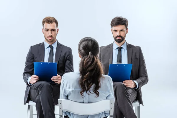 Businesspeople at job interview — Stock Photo
