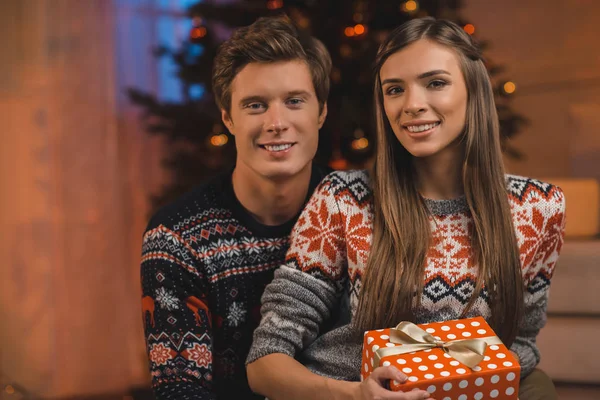 Couple on christmas eve — Stock Photo