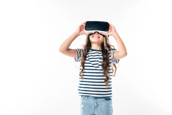 Kind schaut etwas mit vr-Headset — Stockfoto