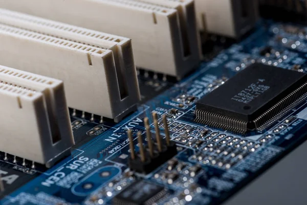 Close up view of computer motherboard ports — Stock Photo