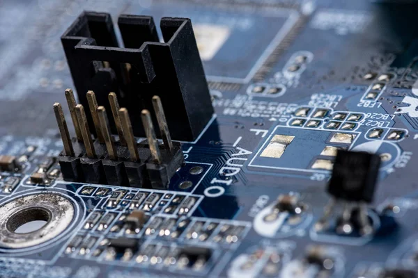 Close up view of computer motherboard elements — Stock Photo