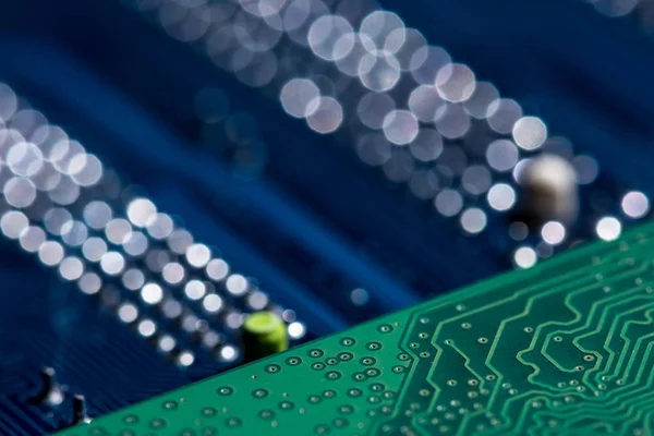 Close up view of computer motherboard elements — Stock Photo