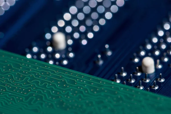 Close up view of computer motherboard elements — Stock Photo