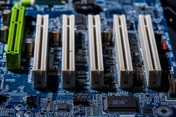 Close up view of computer motherboard ports — Stock Photo