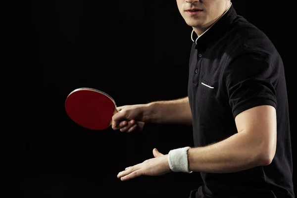 Partial view of tennis player with tennis racket in hand — Stock Photo