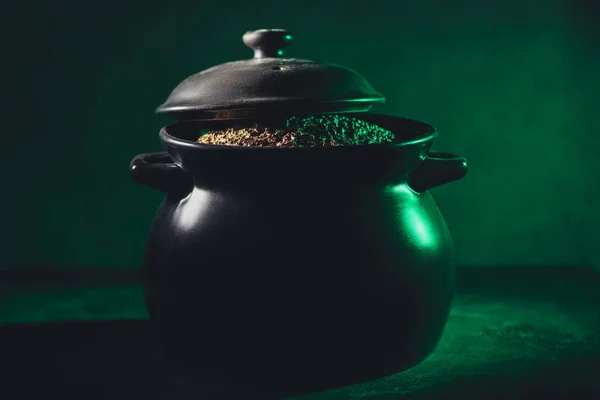 Close-up view of pot full of gold, st patricks day concept — Stock Photo