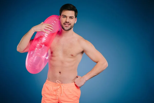 Man with swimming ring — Stock Photo