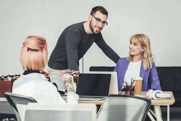 Selective focus of group of creative workers working in office — Stock Photo
