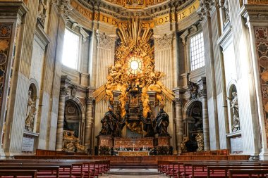 VATICAN CITY, ITALY - APRIL 10, 2020: interior of ancient st peters basilica  clipart
