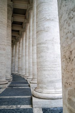 selective focus of white and ancient columns  clipart