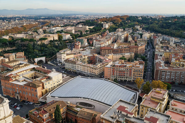 VATICAN CITY, ITALY - APRIL 10, 2020: old houses and buildings on streets 