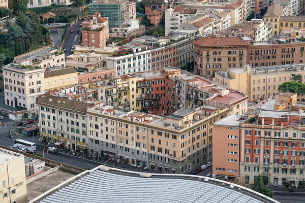 VATICAN CITY, ITALY - APRIL 10, 2020: ancient houses and buildings near st peters square 