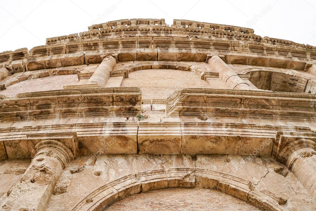 low angle view of ancient Colosseum against sky in rome 