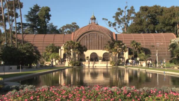 Jardins botânicos e piscina refletora balboa park — Vídeo de Stock