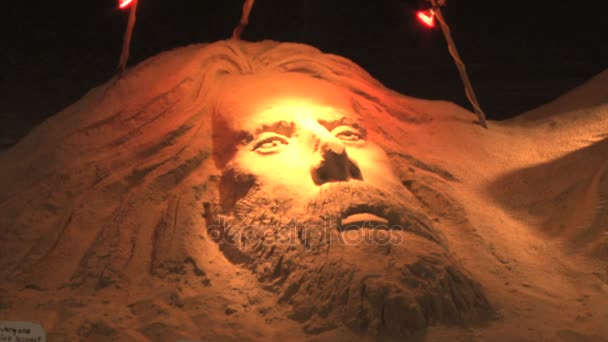 Крупный план песчаной скульптуры на пляже Оушен Сити — стоковое видео
