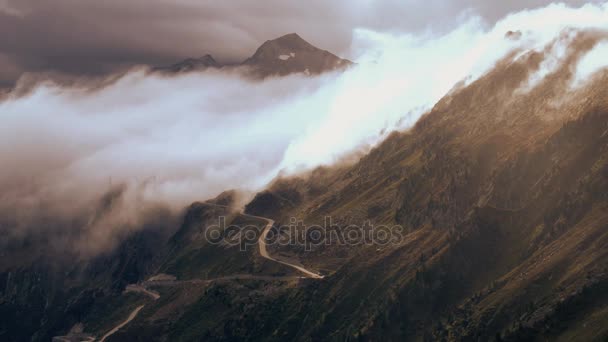 山区道路性质时间流逝美丽景观阿尔卑斯山的岩石 — 图库视频影像