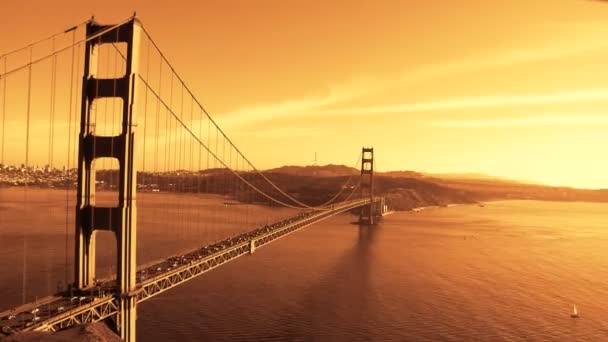 Narancssárga ég golden gate híd timelapse — Stock videók