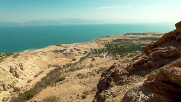 Άποψη της Νεκράς θάλασσας, από ein gedi — Αρχείο Βίντεο
