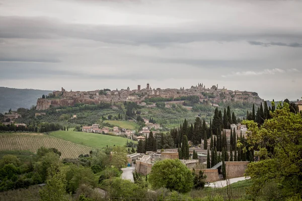 Prachtig Panoramisch Uitzicht Oude Etruskische Stad Orvieto Een Bewolkte Dag — Stockfoto