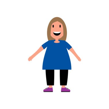 küçük kız düz tasarım vektör çizim