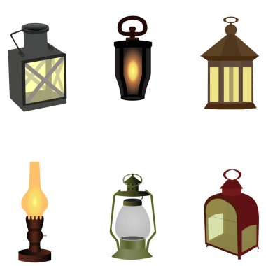 Vintage kamp eski lamba yürüyüş için kümesi. vektör çizim