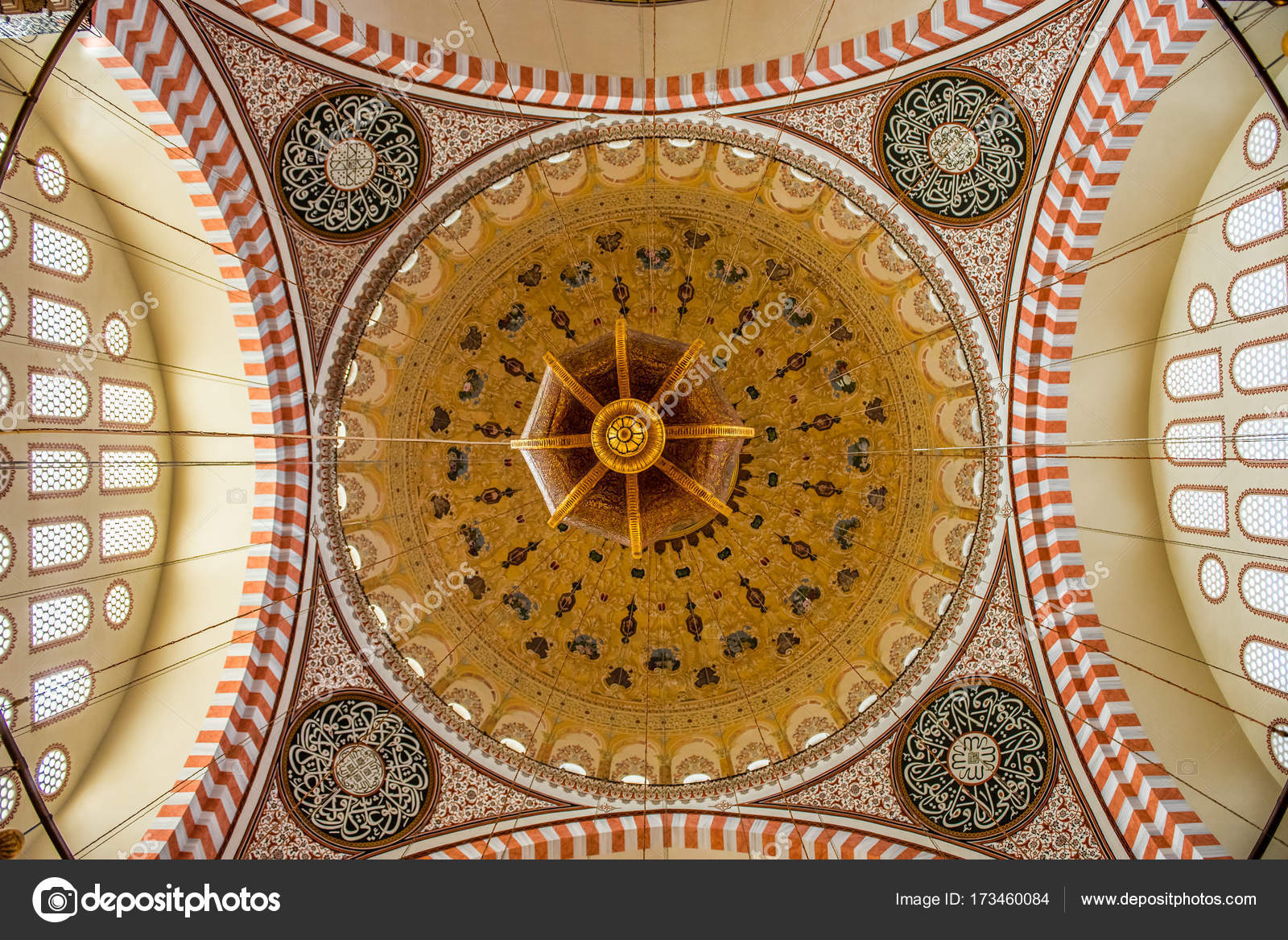Interior View Of Domes And Ceilings Of Suleymaniye Mosque