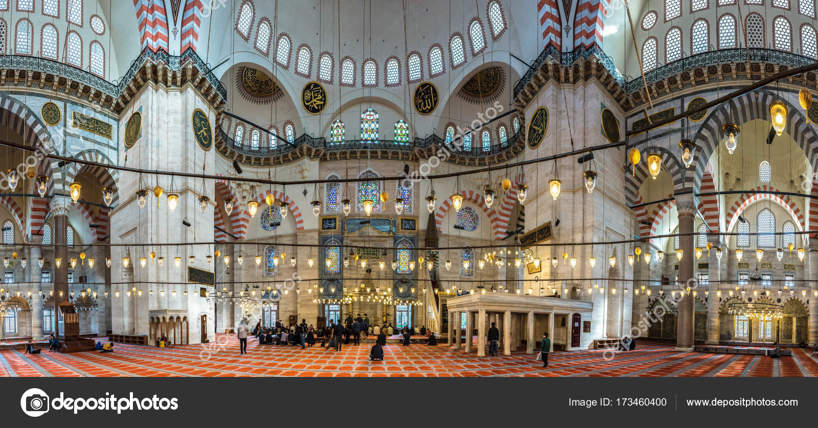 Interior View Of Domes And Ceilings Of Suleymaniye Mosque