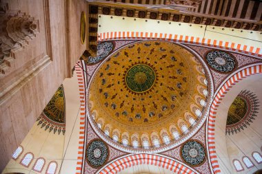 Kubbe ve Süleymaniye Camii, Istanbul 'un en büyük Camisi tavanları iç görünümü