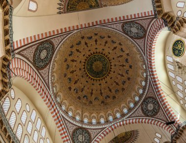 Kubbe ve Süleymaniye Camii, Istanbul 'un en büyük Camisi tavanları iç görünümü