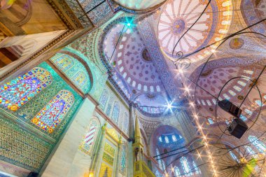 İç Dekorasyon görünümü ve Sultanahmet Camii Istanbul, Türkiye'de sanat